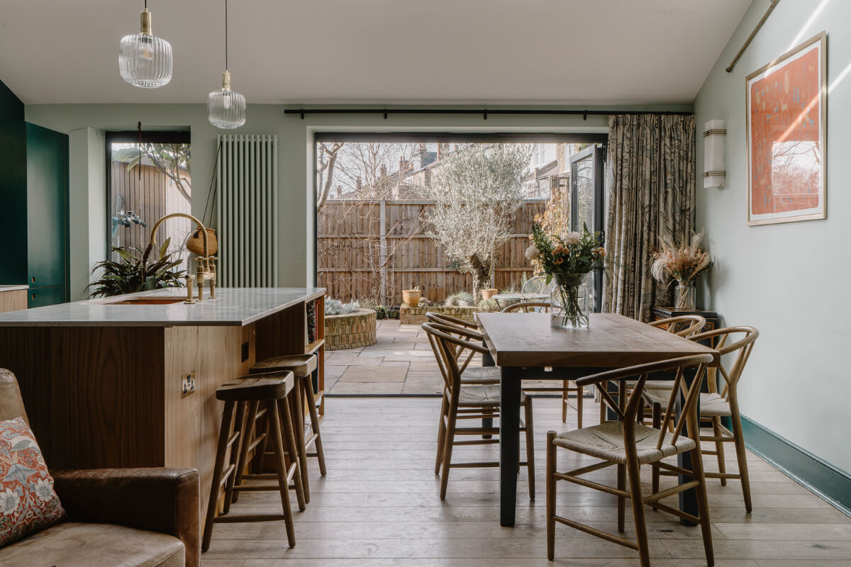 Moroccan-Inspired Designs in a Unique Artist Family Home in London 7 open plan kitchen dining space