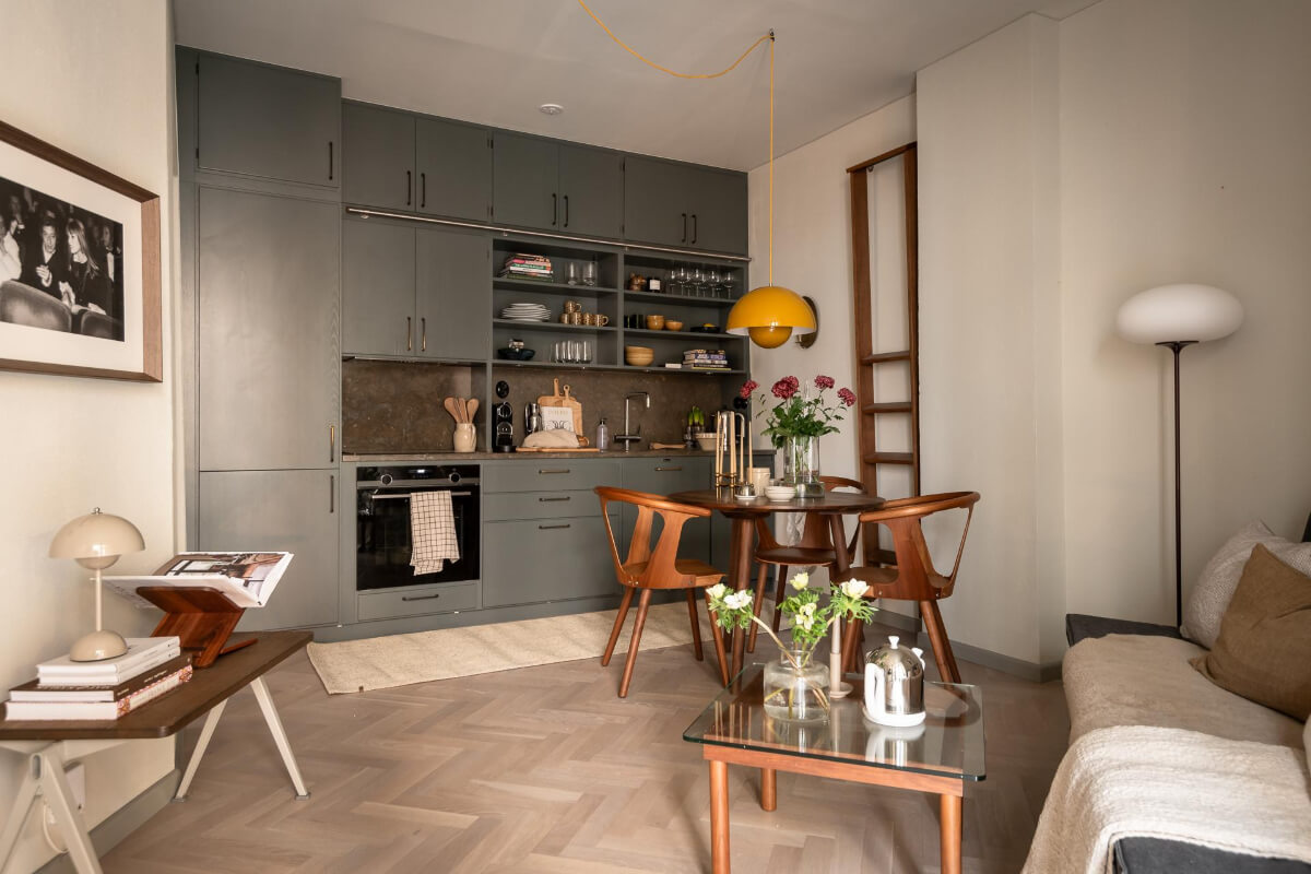 A Small Ground Floor Apartment Decorated in Gray Tones 1 small scandi living space