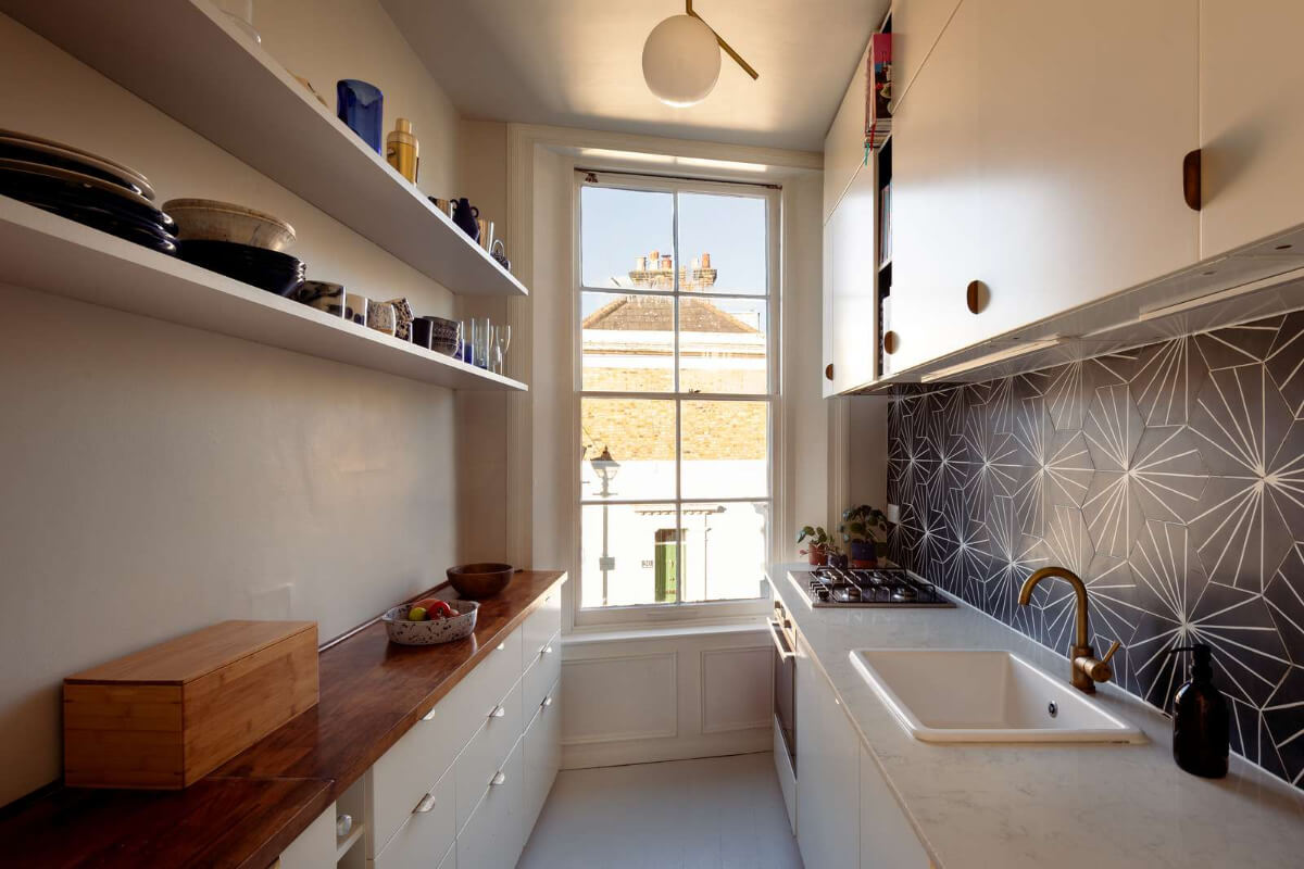 A Corner Apartment with Large Windows in a Former London Pub 6 galley kitchen large window