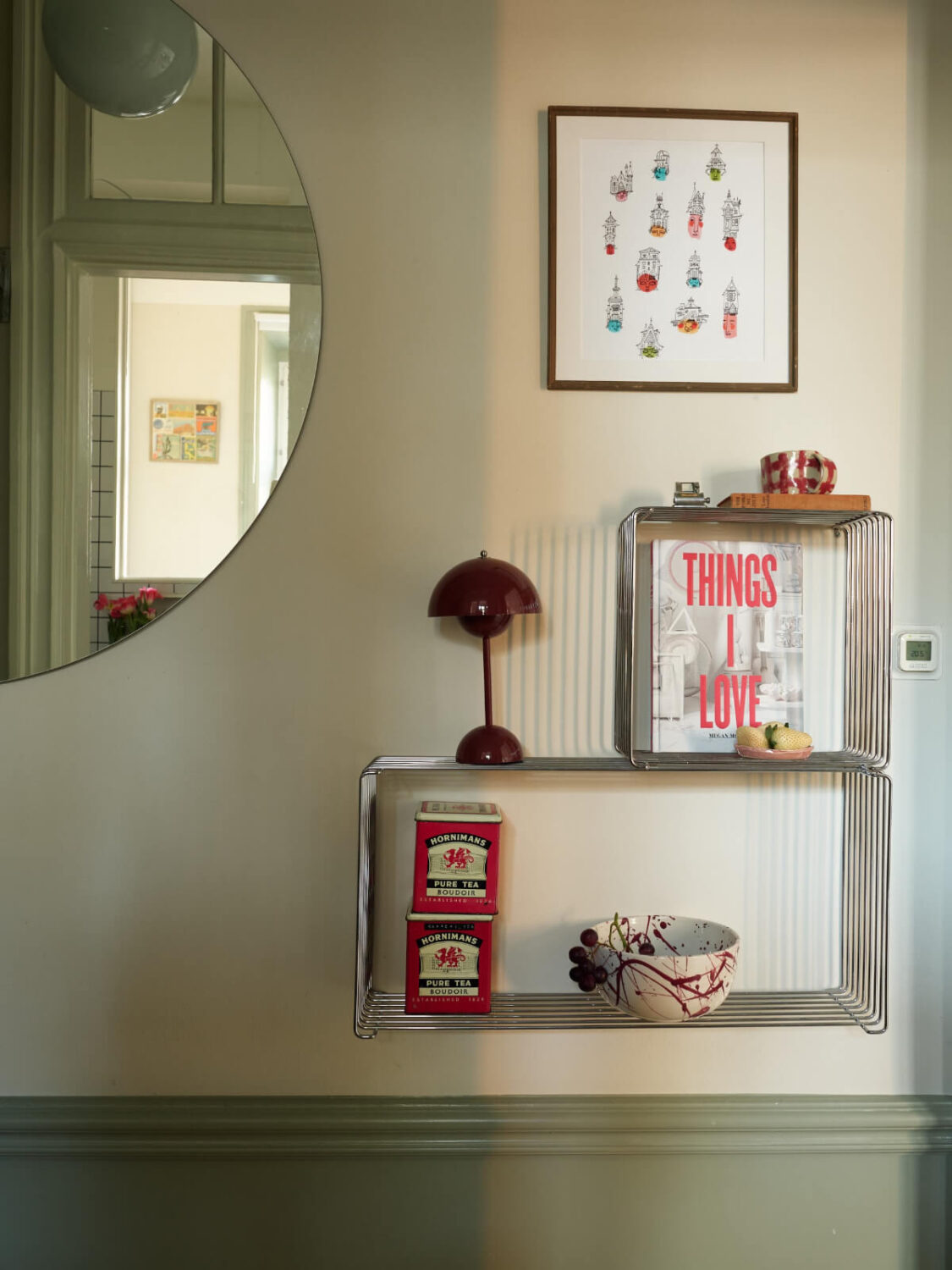 A Muted Color Palette and Smart Storage in a Small Stockholm Apartment 16 hall shelf mirror