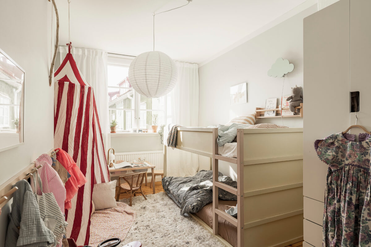A Swedish Duplex Apartment Inspired by A Danish Summer House 34 light childrens bedroom bunk bed