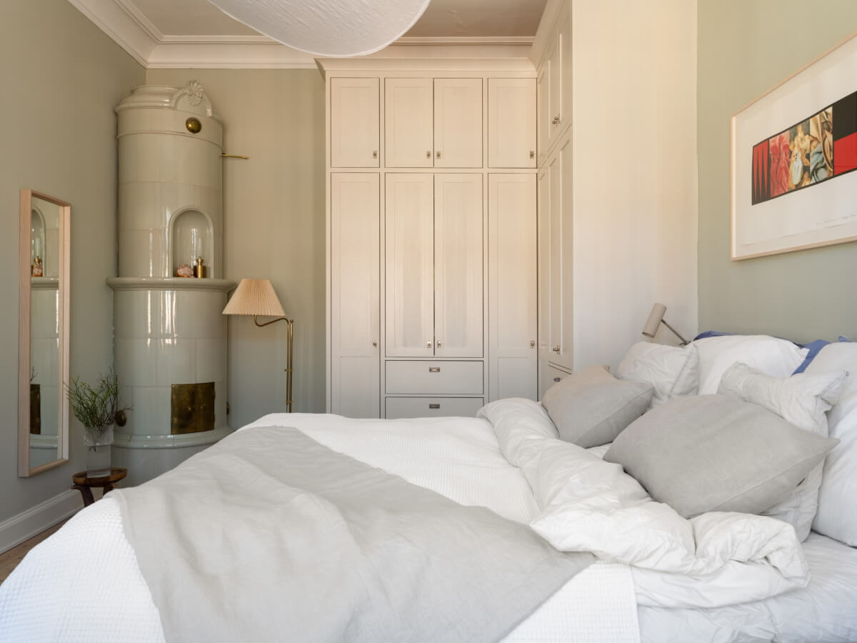 Turn-of-the-Century Charm and Site-Built Storage in a Stockholm Apartment 19 bedroom corner wardrobes