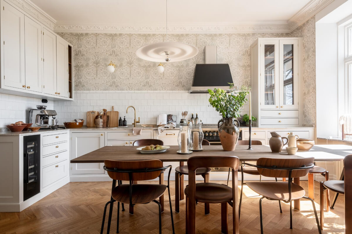 classic kitchen large dining table