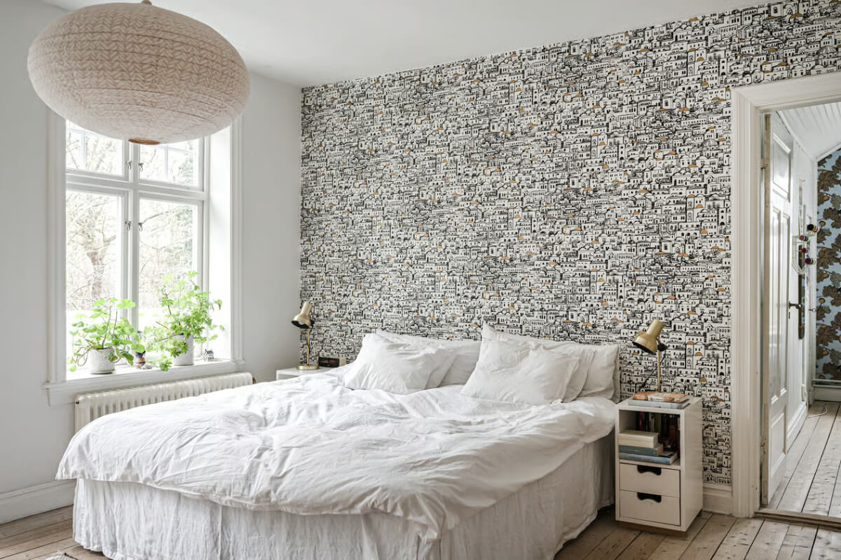 A Beautiful Former Summer House in Southern Sweden 21 light bedroom wallpaper