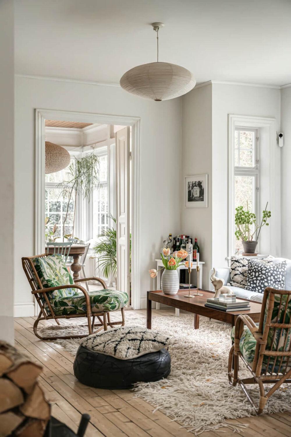 A Beautiful Former Summer House in Southern Sweden 5 light summerhouse living room wooden floorboards patterns