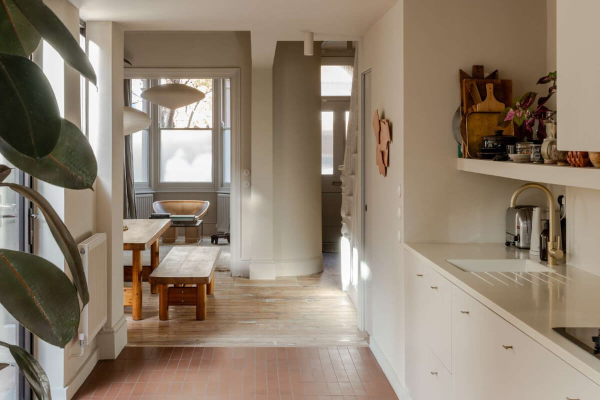 Natural Materials and Period Features in a Restored Victorian House 12 open plan kitchen dining area large windows