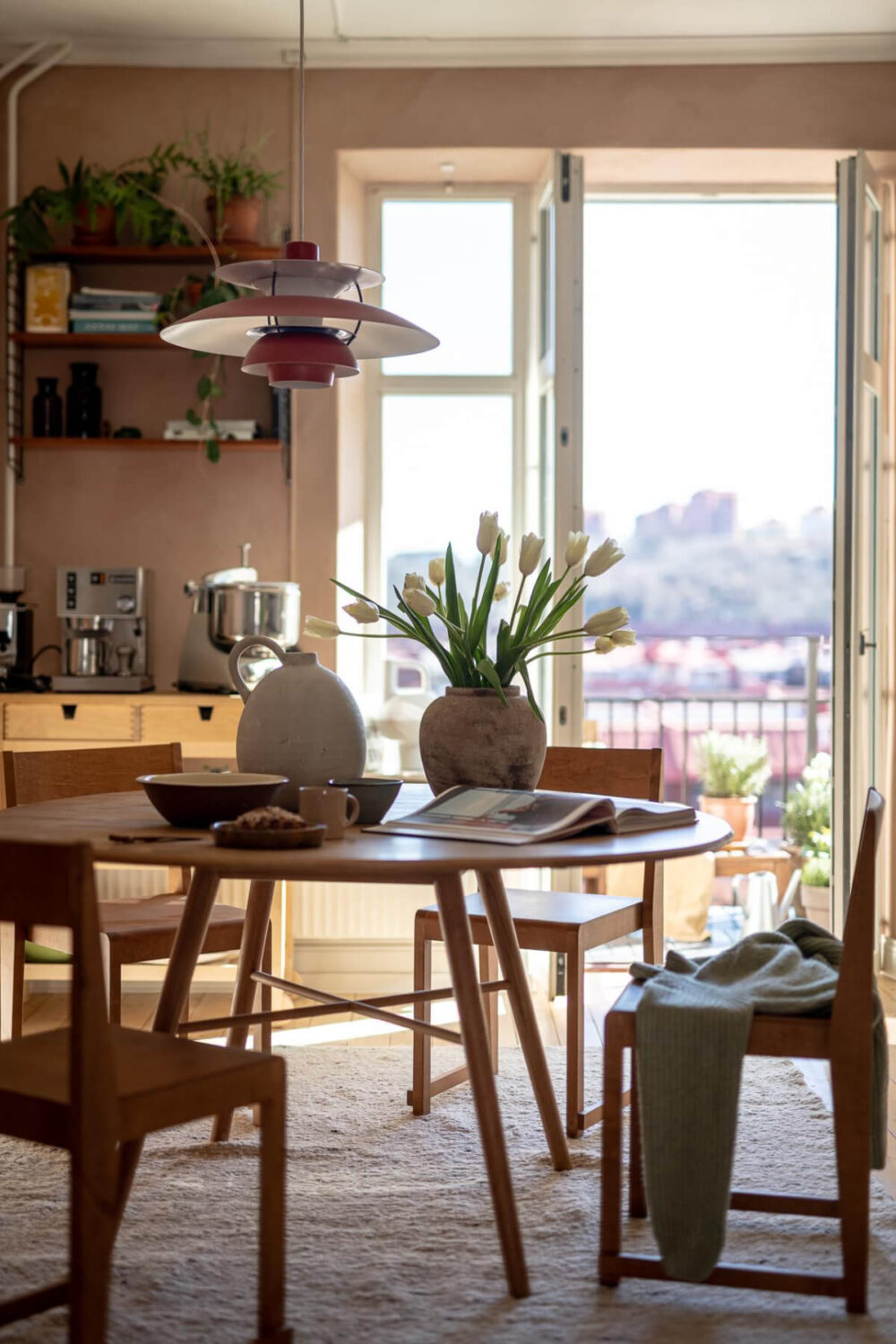 A Natural Color Palette, Period Features, & Grand Rooms in a Swedish Home 23 round kitchen table
