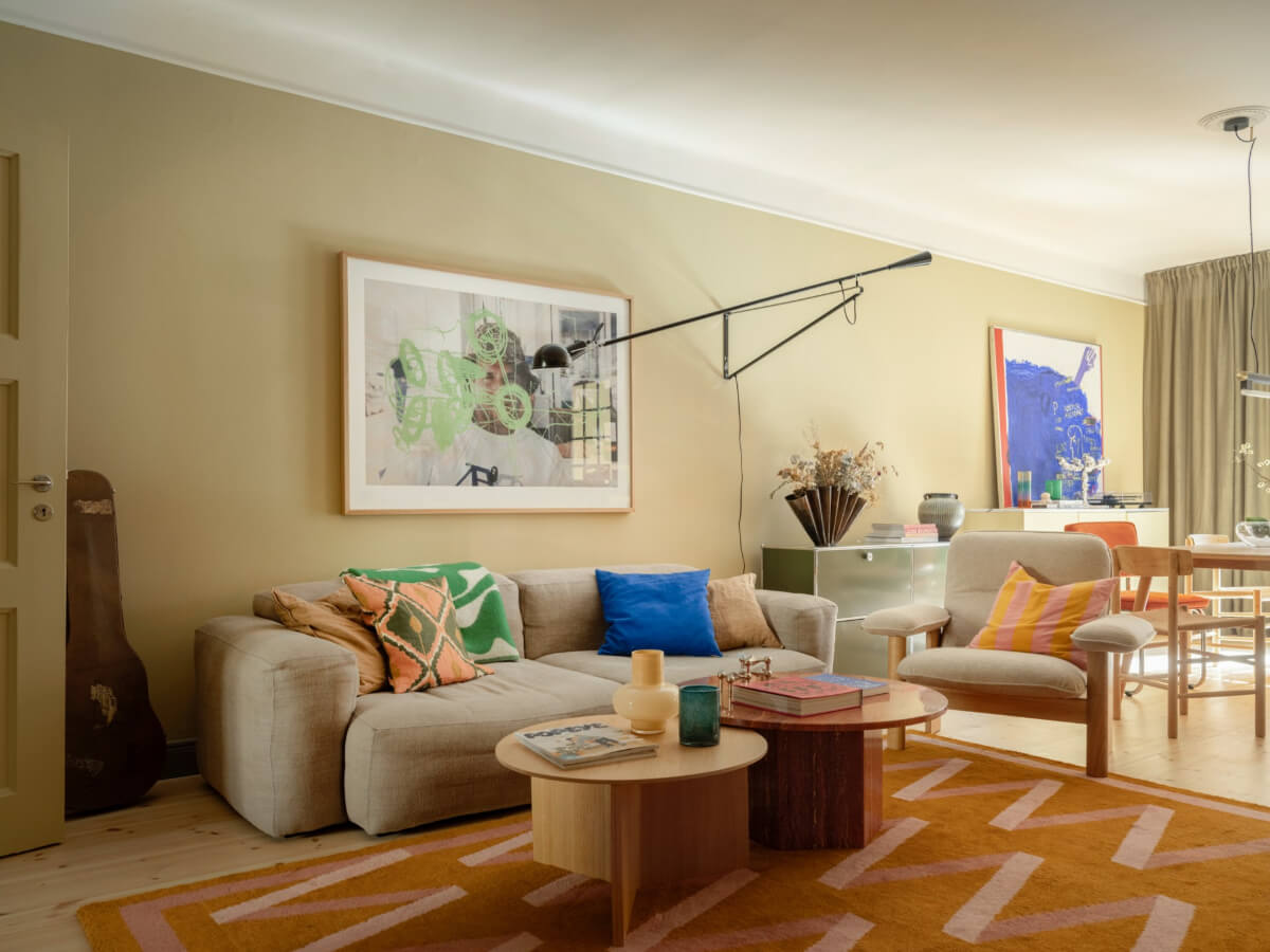 yellow scandinavian living room
