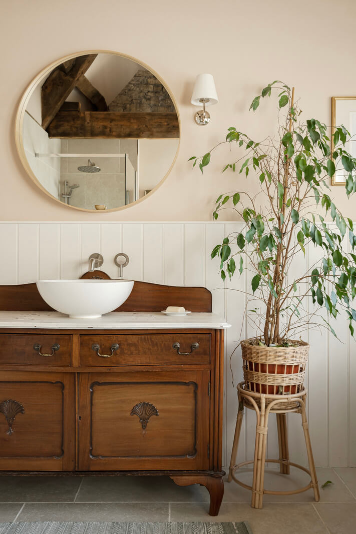 A Family Home with a Cheerful Color Palette in a Historic House 18 antique bathroom vanity