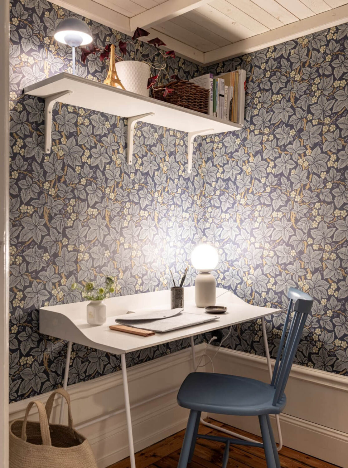 Wallpapers and Blue Tones in a Cozy Turn-of-the-Century Home 26 blue wallpaper small home office