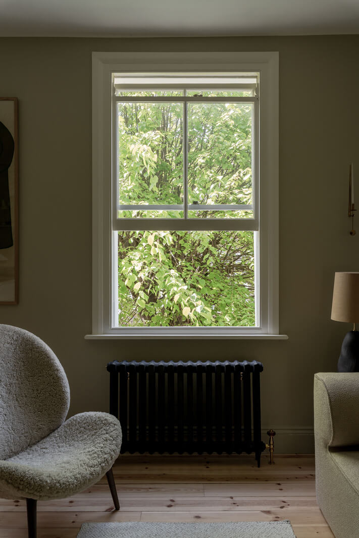 Contemporary and Classic Design in a Two-Bedroom London Duplex 4 green view window living room