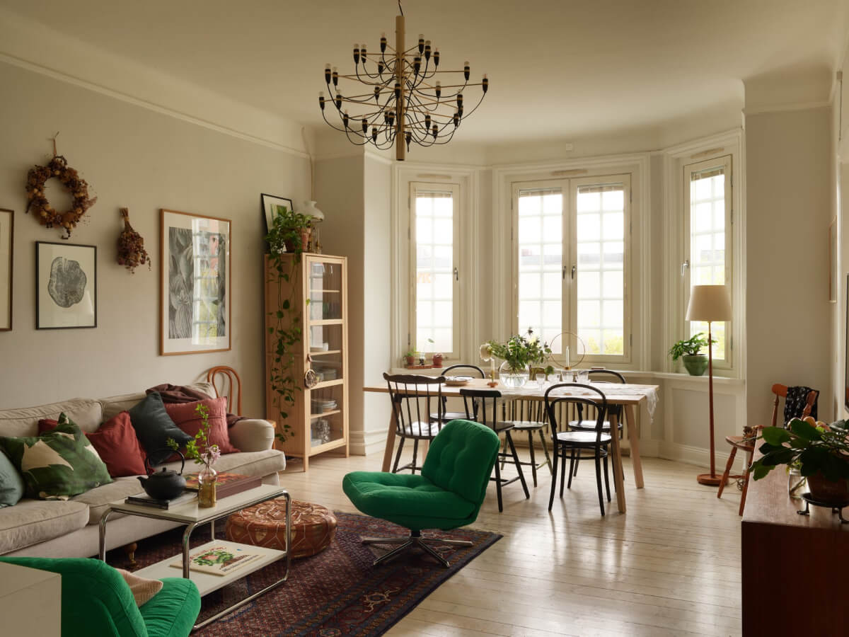 A Beautifully Renovated Early 20th-Century Apartment 1 living room large bay window