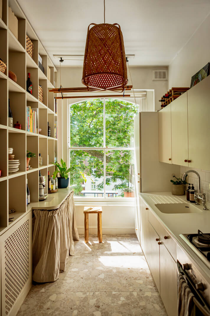 Best of 2025: Kitchens 102 kitchen large windows terrazzo floor open cabinets