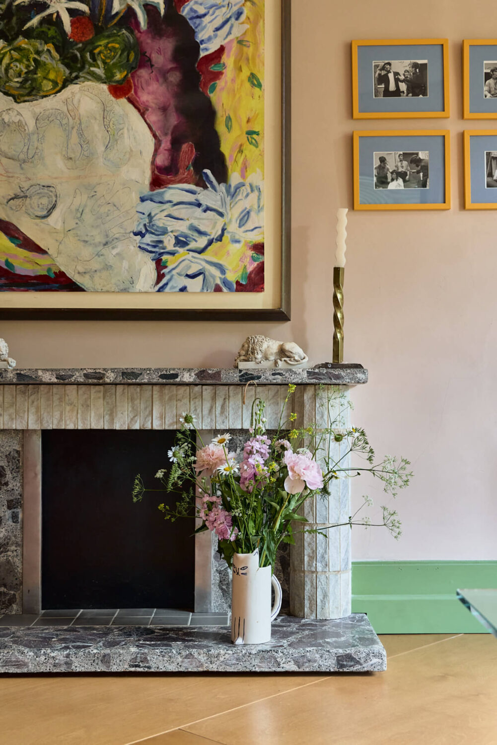 A Colorful Design-Led Georgian House in the Heart of Henley-on-Thames 21 fireplace large art