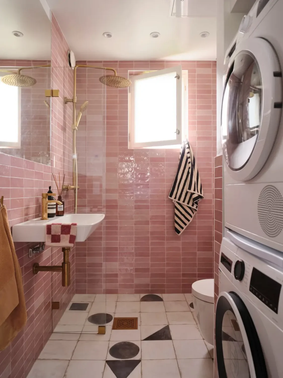 A Pink Bathroom and a Plywood Kitchen in a Stockholm Apartment 22 pink bathroom