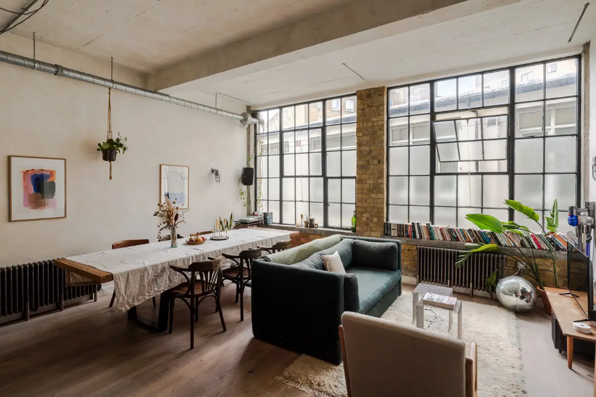 industrial living room factory windows