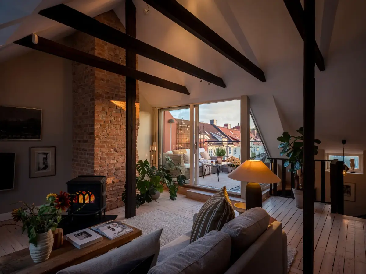 A Renovated Duplex Apartment with a Roof Terrace 12 scandi-duplex-apartment-exposed-beams-brick-nordroom