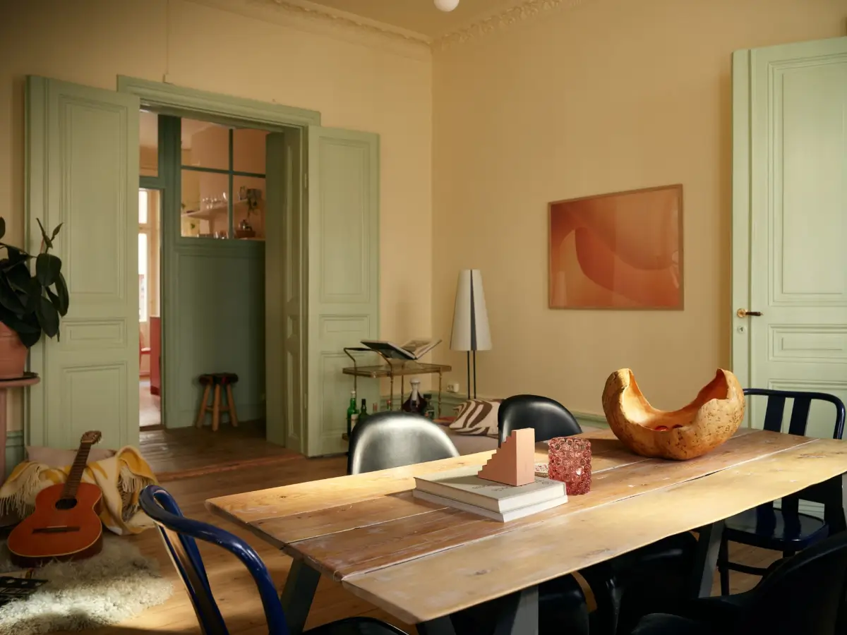 Before & After: A Colorful, Modern Update for a Late 19th-Century Apartment 20 pink-kitchen-painted-green-joinery-late-19th-century-stockholm-apartment-nordroom