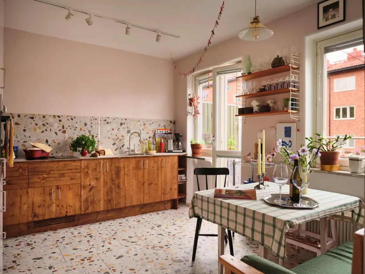 A Renovated Kitchen with Terrazzo Tiles in a 1940s Apartment 1 terrazzo-tiles-1940s-stockholm-apartment-nordroom