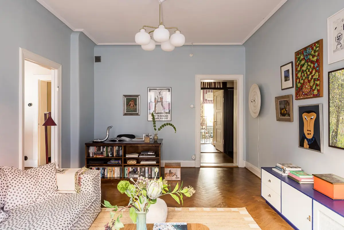 Before & After: A Warm Color Palette and Built-In Bookshelves for a Swedish Home 6 before-and-after-warm-cohesive-color-palette-renovated-turn-of-the-century-apartment-nordroom