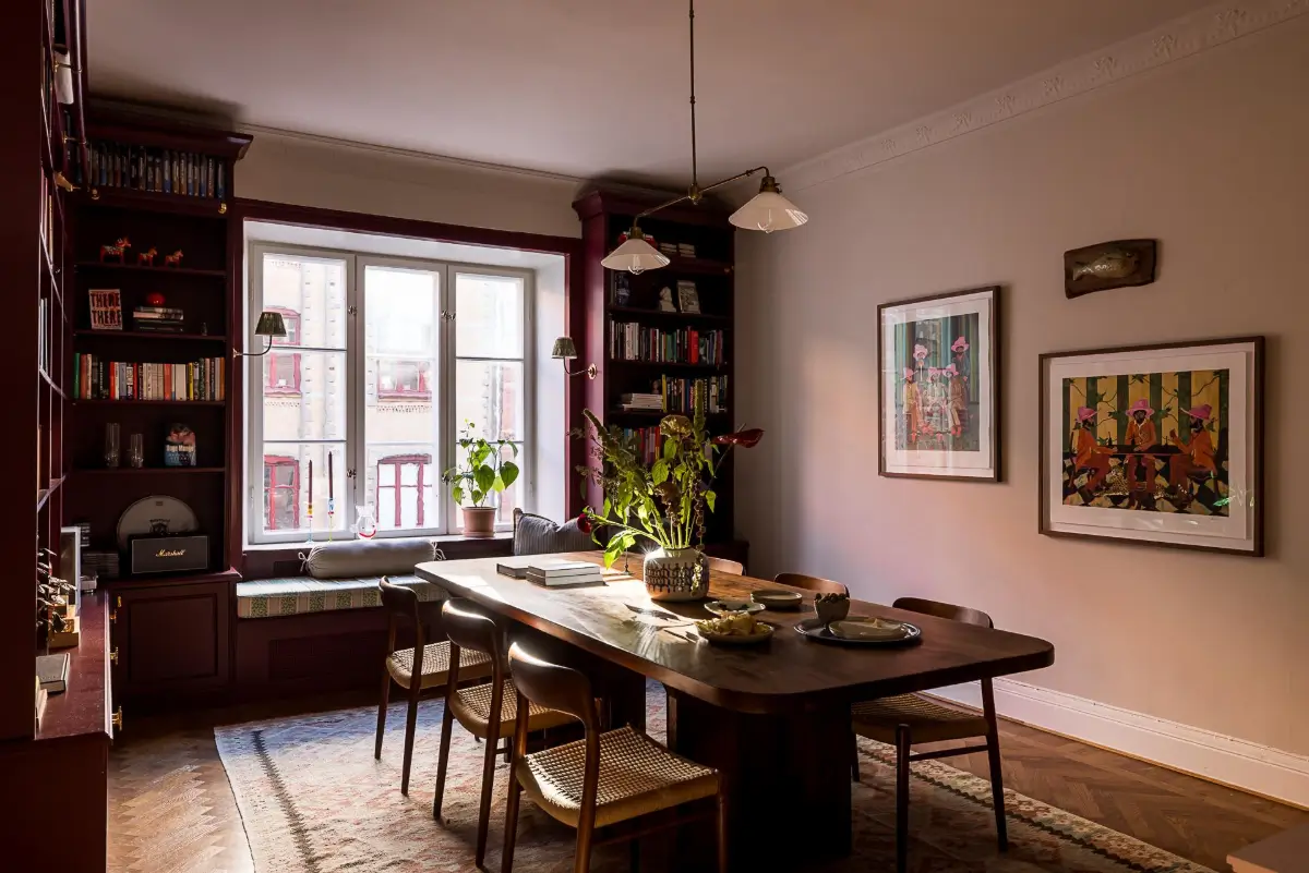 Before & After: A Warm Color Palette and Built-In Bookshelves for a Swedish Home 11 before-and-after-warm-cohesive-color-palette-renovated-turn-of-the-century-apartment-nordroom