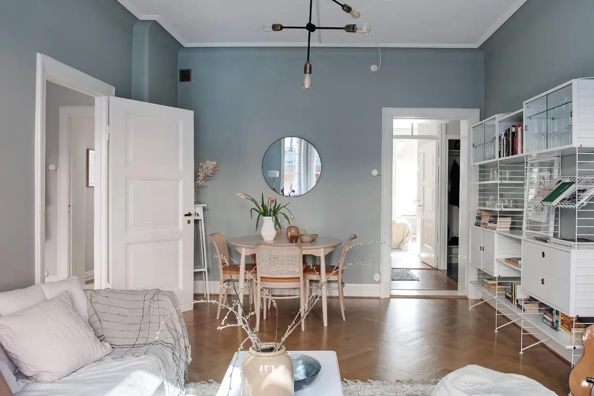 Before & After: A Warm Color Palette and Built-In Bookshelves for a Swedish Home 9 before-and-after-warm-cohesive-color-palette-renovated-turn-of-the-century-apartment-nordroom