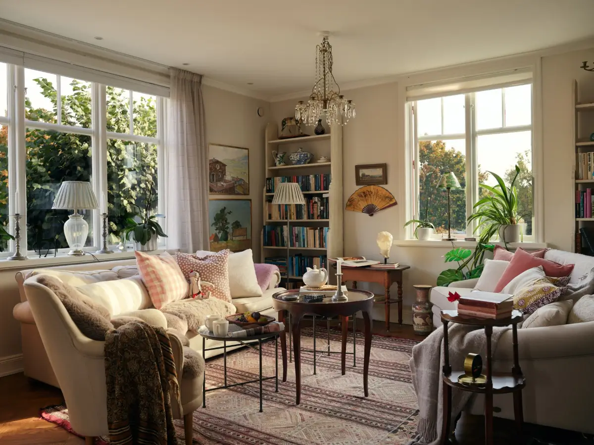 Cozy Interiors with Antiques and Art in an Art Nouveau Stockholm Apartment 1 cozy-apartment-large-windows-art-nouveau-building-gamla-enskede-stockholm-nordroom