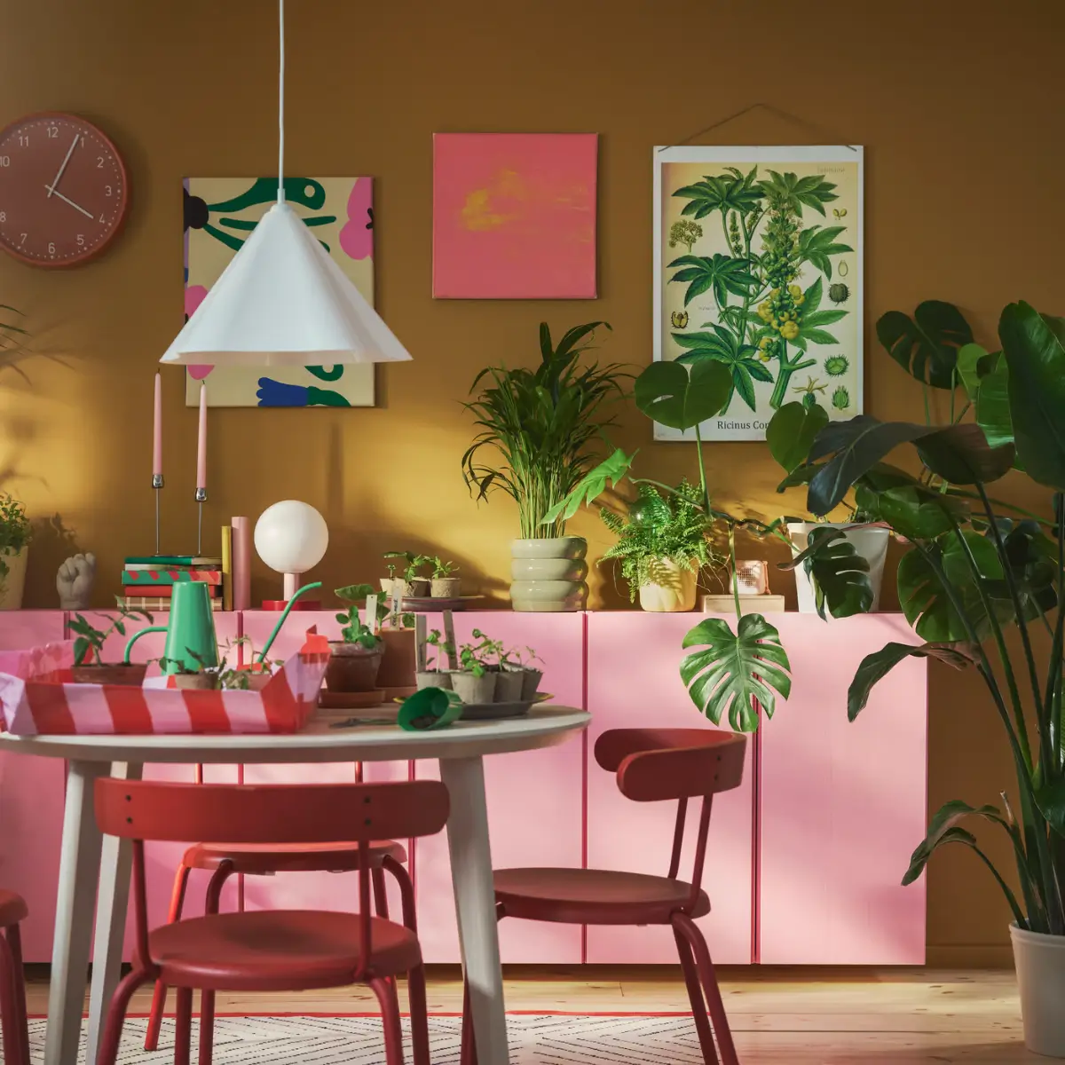 Why Are the Colors of the Year 2027 So Boring? And What Can You Use Instead 12 ikea-dining-room-ochre-yellow-walls-pink-ivar-cabinets-nordroom